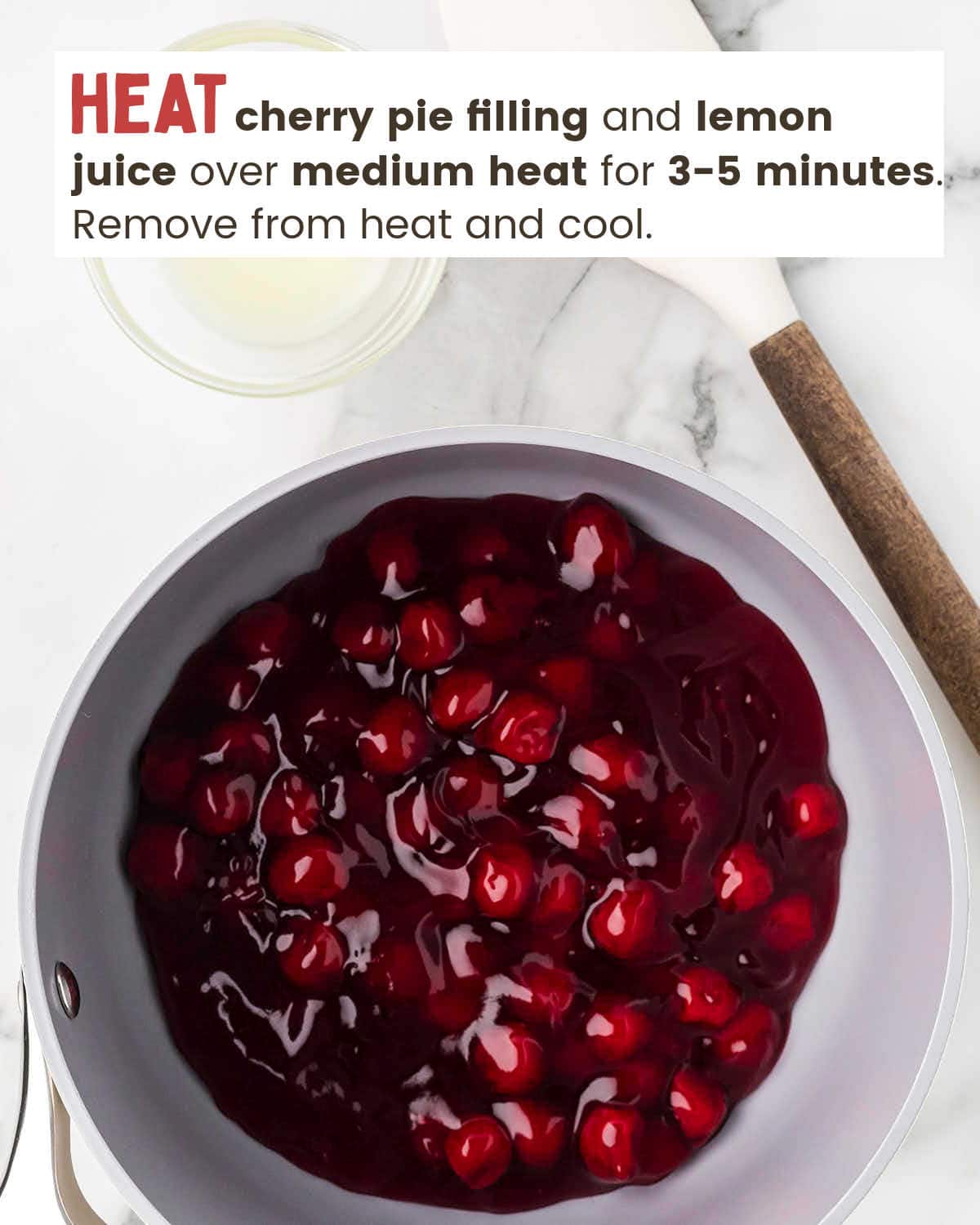 Cherry pie filling in a pot.