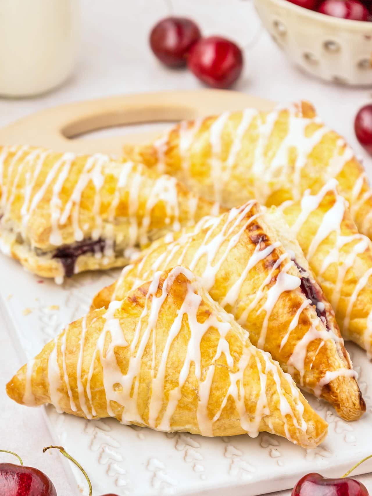 Closeup of freshly baked Cherry Turnovers.
