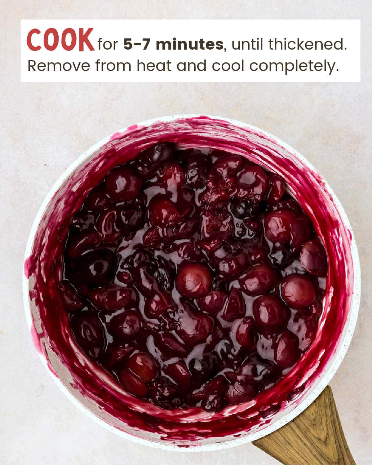 Cherry mixture in a saucepan.