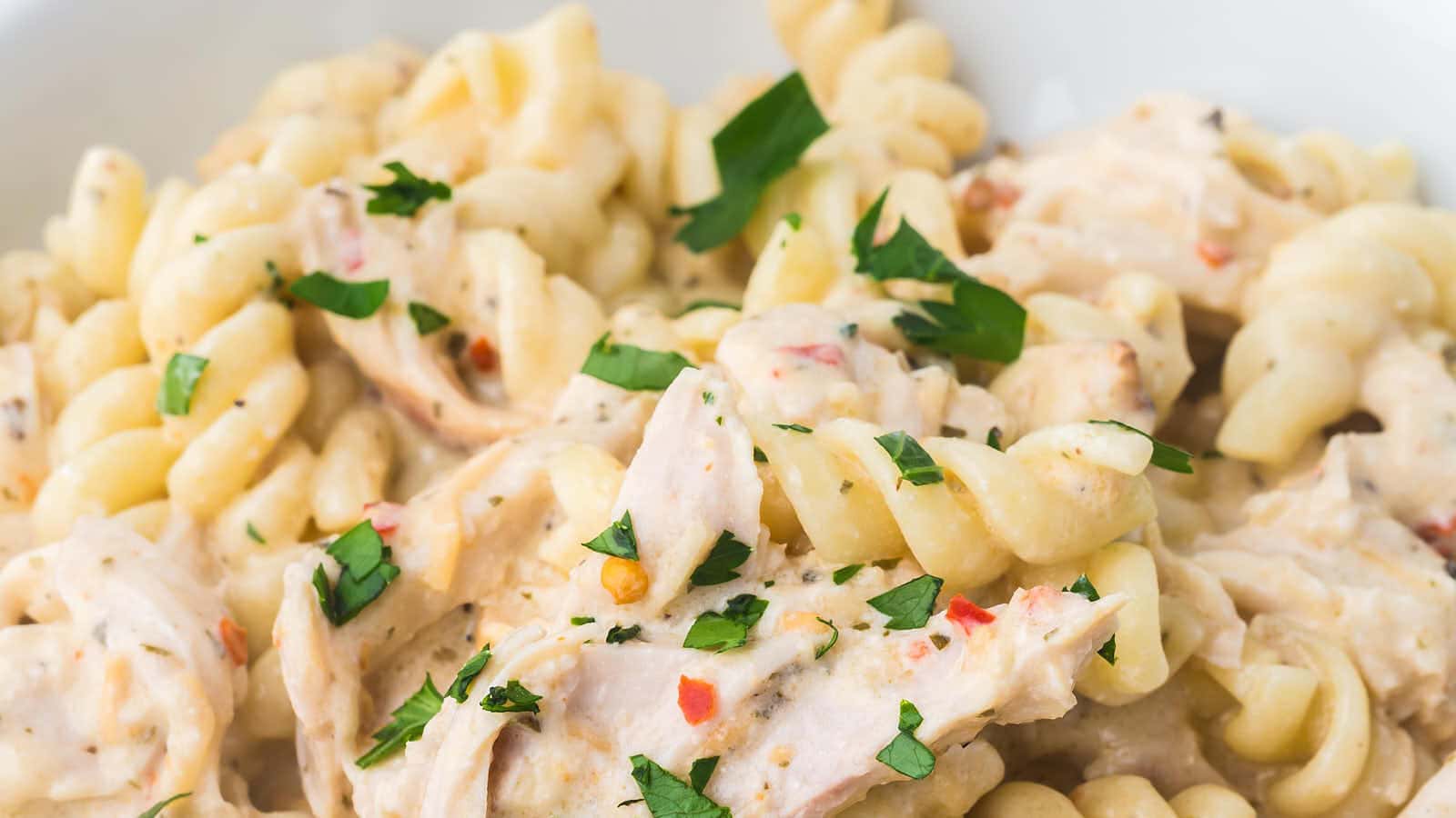 Garlic Parmesan Chicken Pasta recipe by Cheerful Cook.