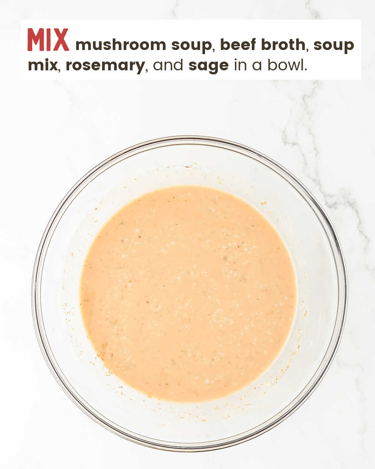 Soup mixture in a bowl. 