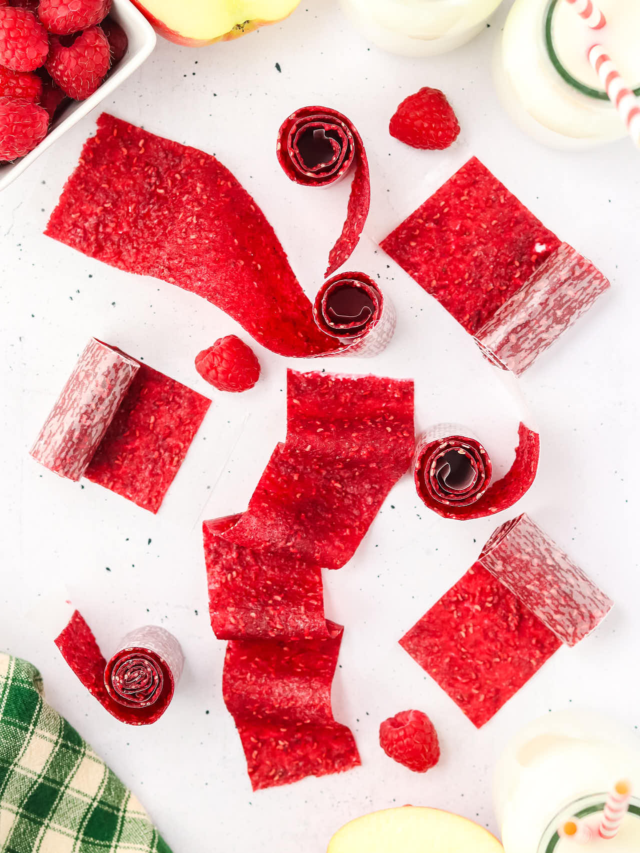 Differently rolled up Homemade Fruit Roll Ups.