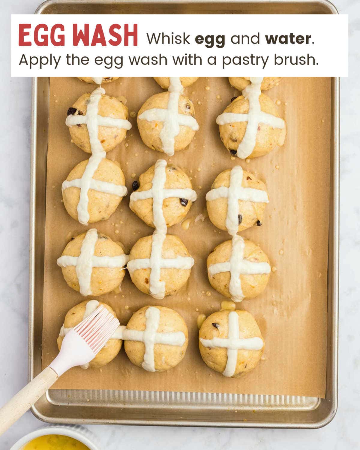 Add egg glaze.