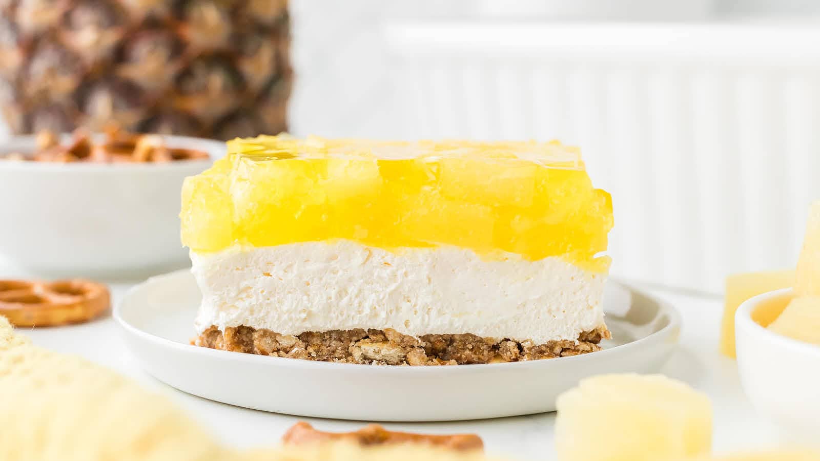 Pineapple Pretzel Salad recipe by Cheerful Cook.