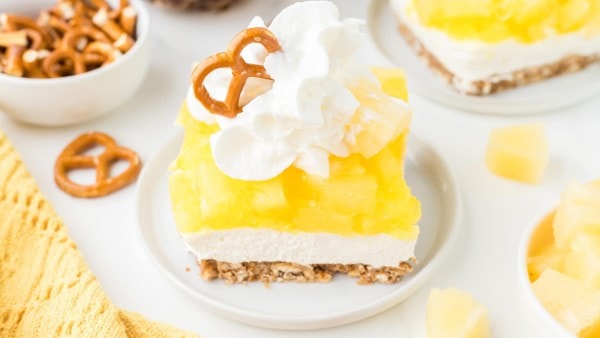 Pineapple Pretzel Salad recipe by Cheerful Cook.