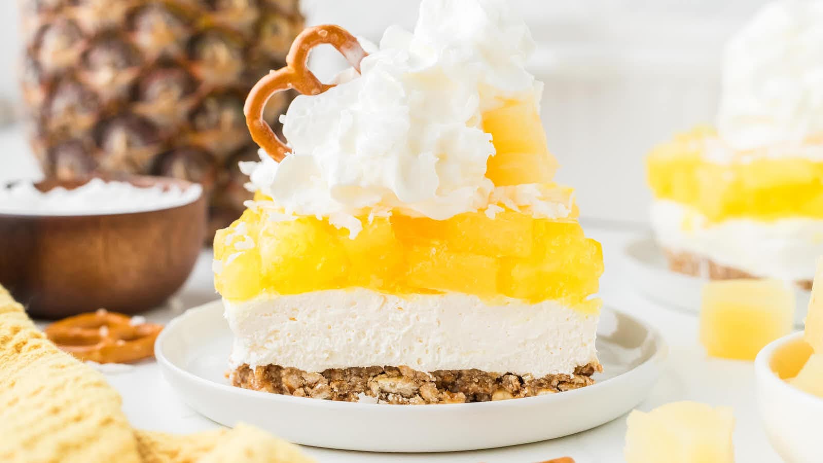 Pineapple Pretzel Salad recipe by Cheerful Cook.