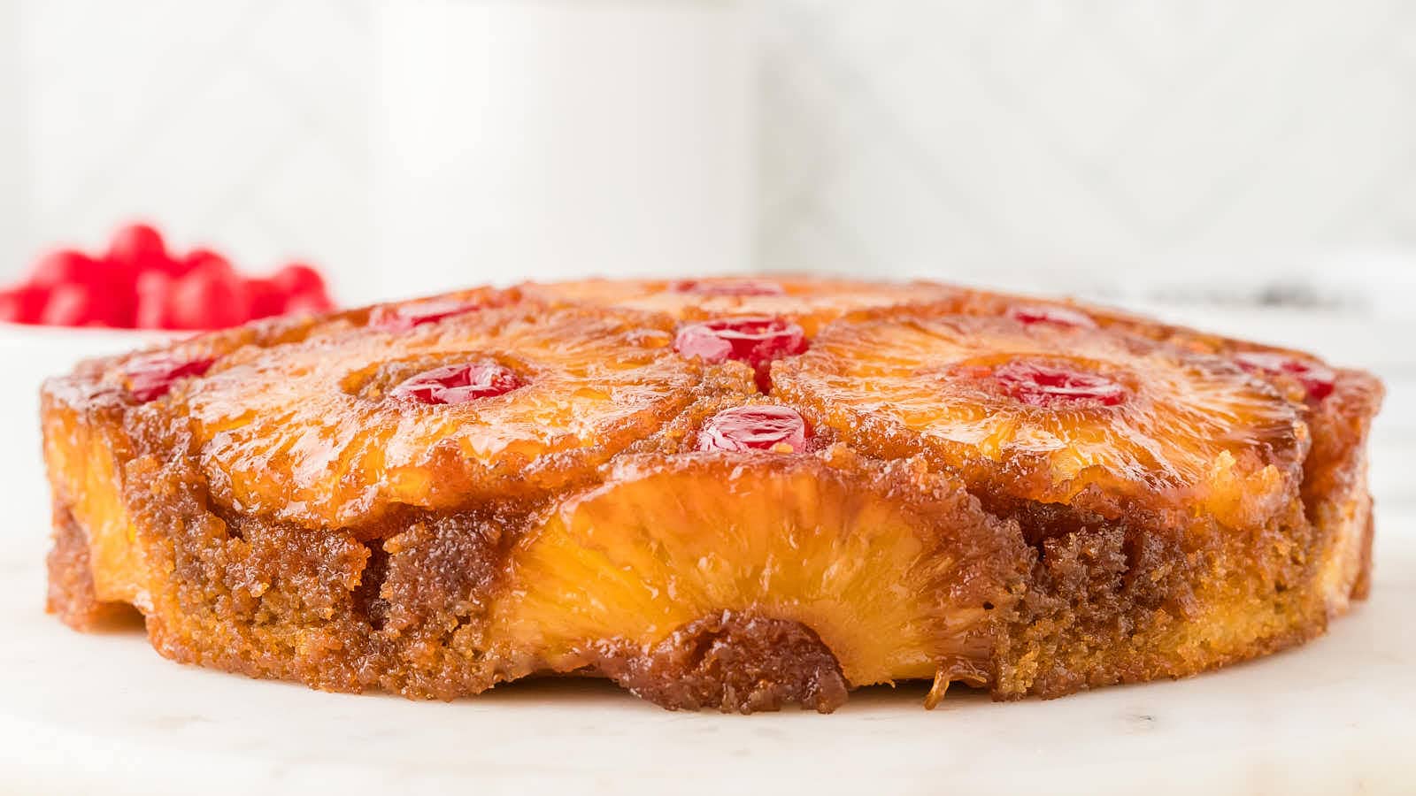 Pineapple Upside Down Cake recipe by Cheerful Cook.
