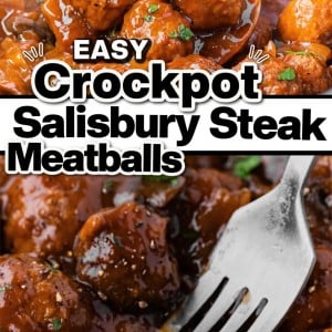 Salisbury Steak Meatballs made in the Crockpot recipe by Cheerful Cook.