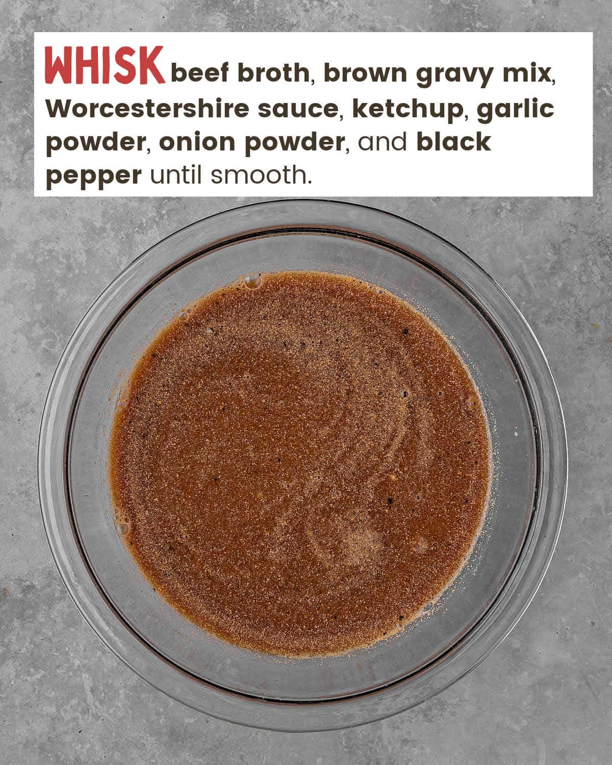Gravy mixture in bowl. 