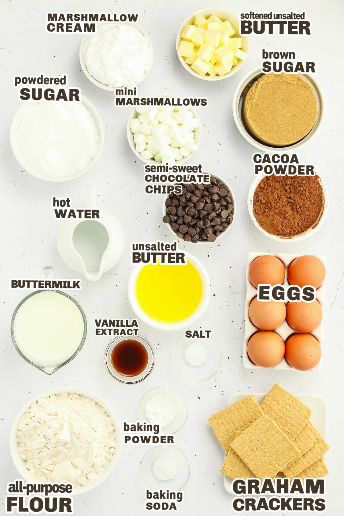 Ingredients needed to make S'mores Bread.