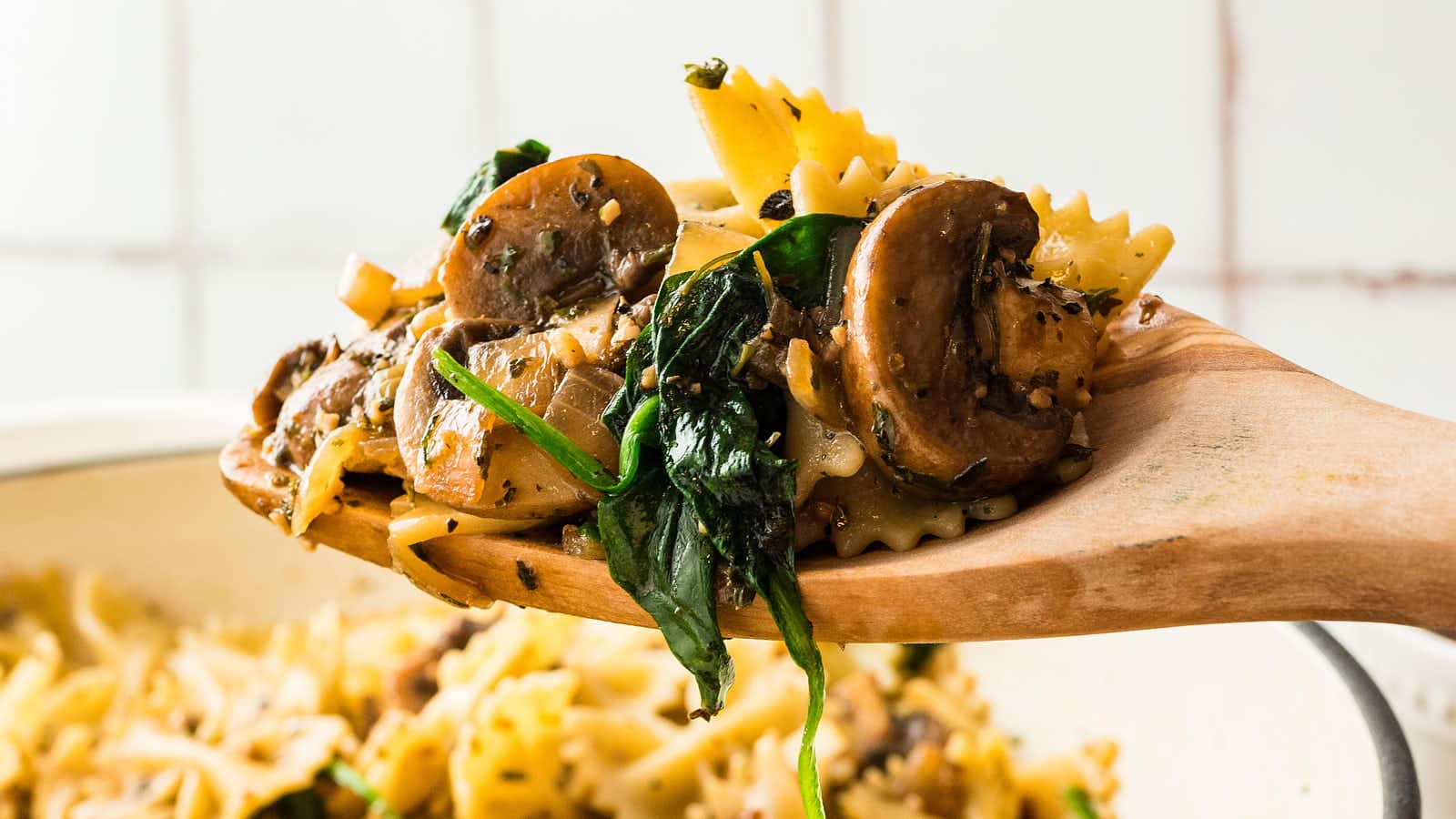 Spinach Mushroom Pasta recipe by Cheerful Cook.