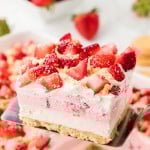 Strawberry Delight transferred with a cake lifer.