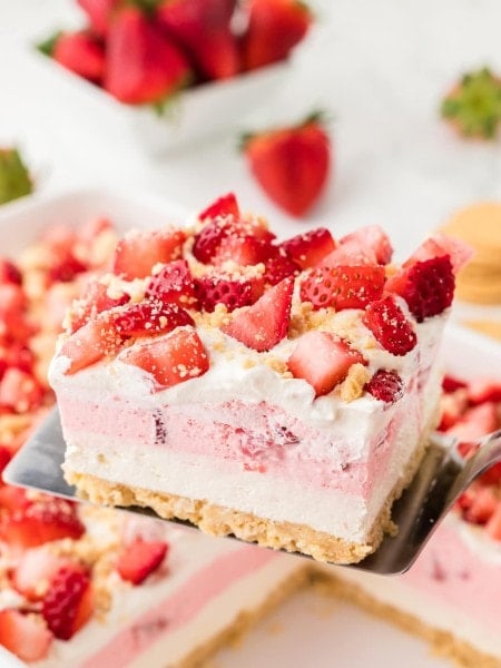 Strawberry Delight transferred with a cake lifer.