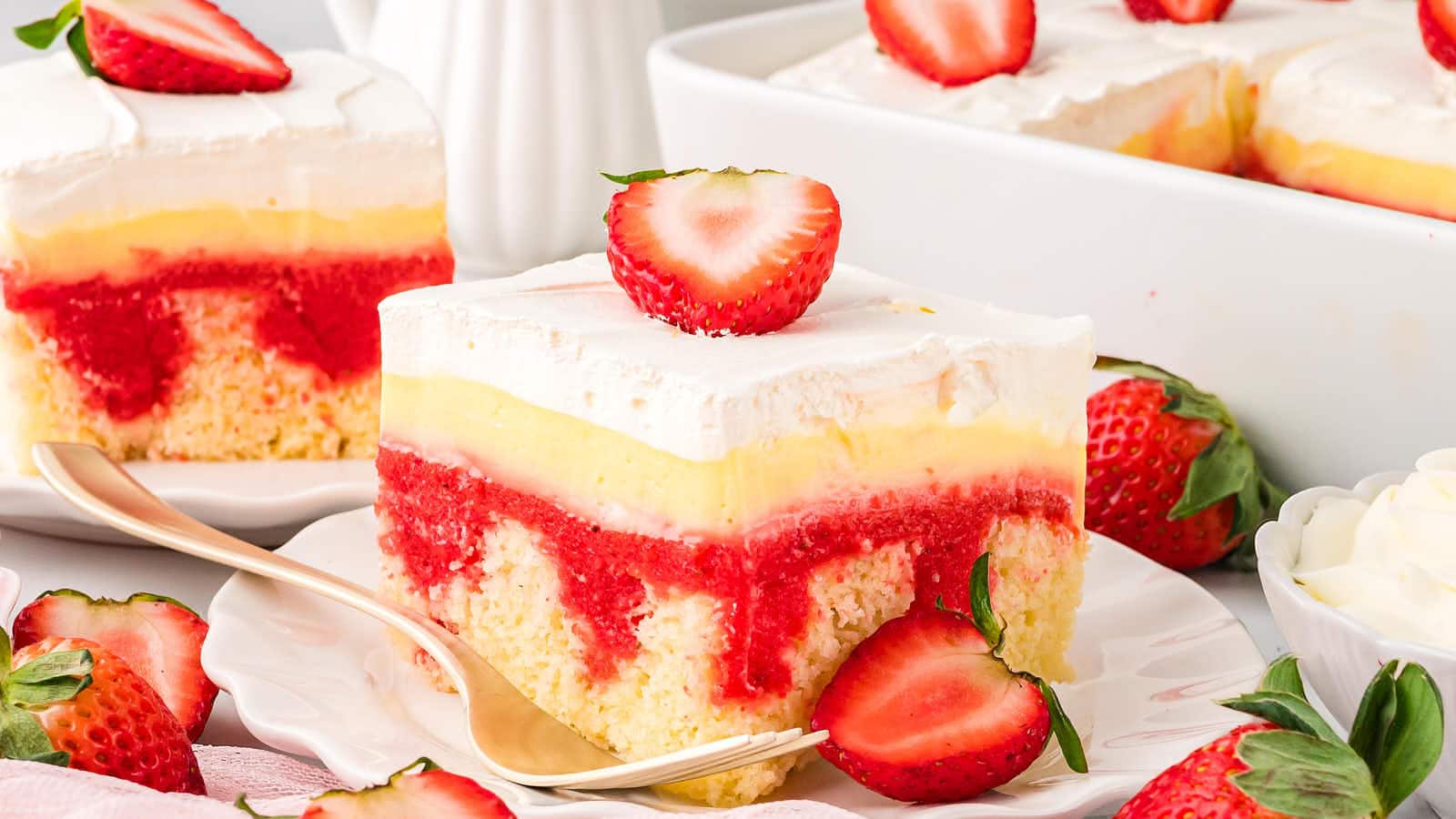 Strawberry Poke Cake recipe by Cheerful Cook.