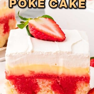 Strawberry Poke Cake recipe by Cheerful Cook.