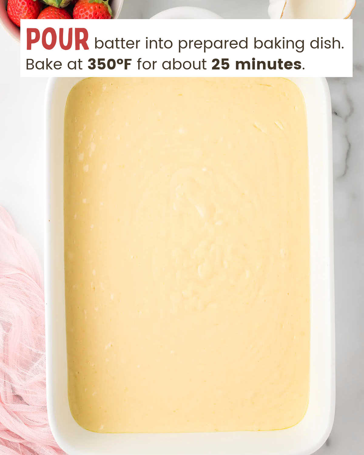 Cake batter in a baking disk.