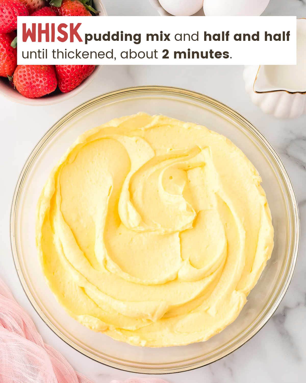 Custard in a mixing bowl.