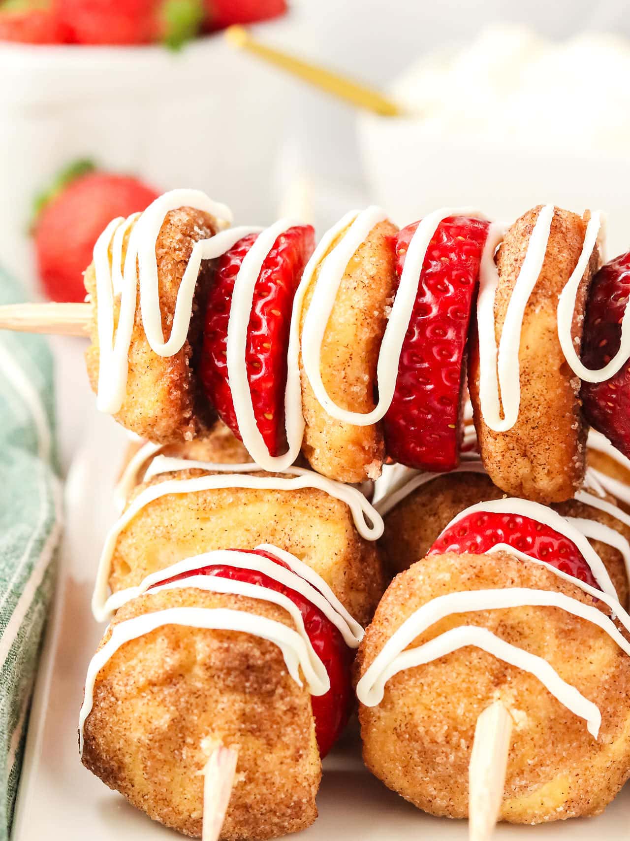 Three Strawberry Shortcake Skewers.
