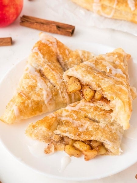 Apple Turnovers on a white plate.