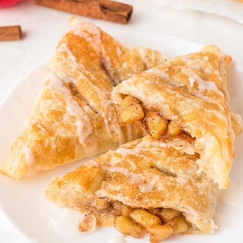 Apple Turnovers on a white plate.