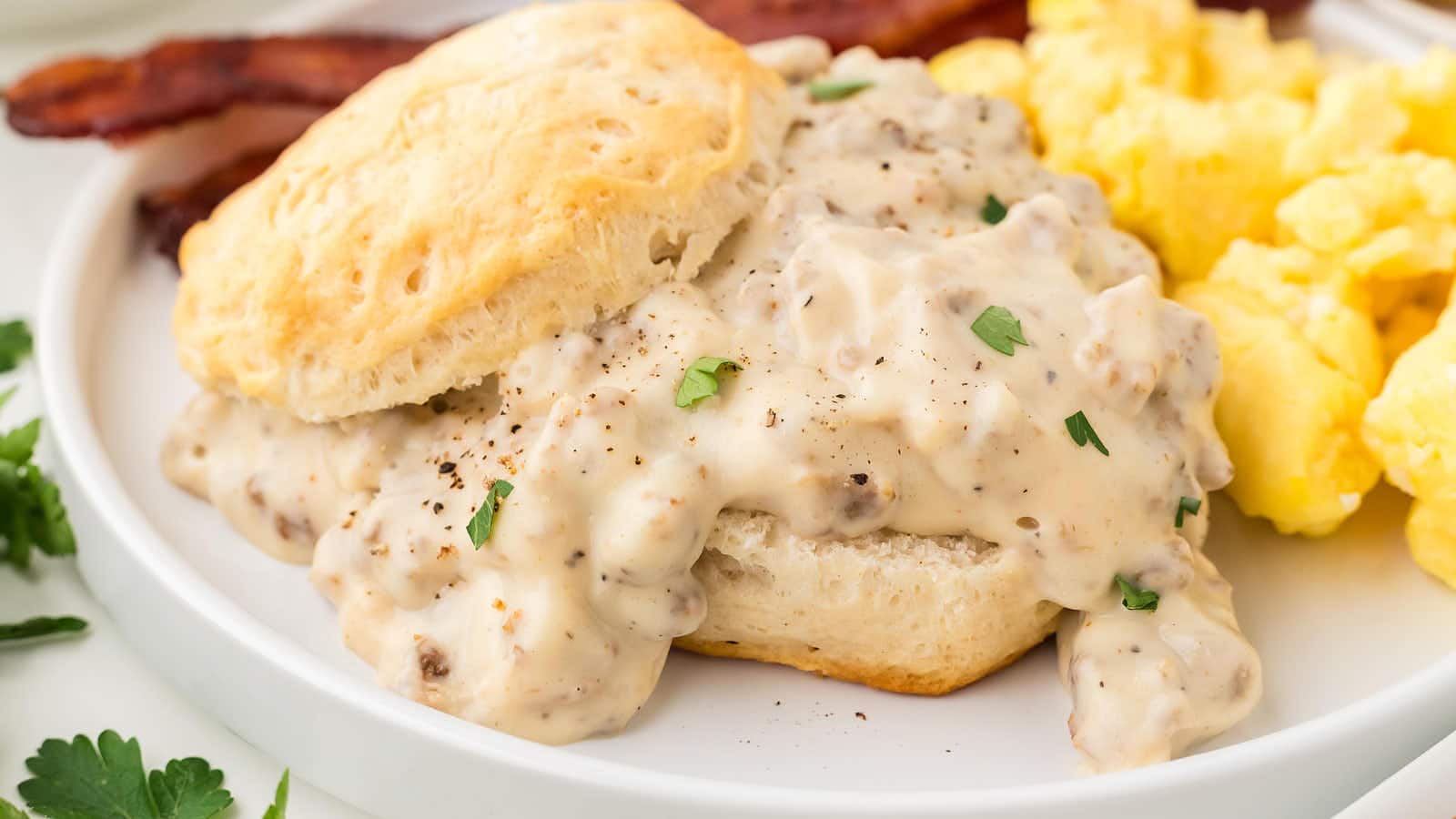 Biscuits and Gravy recipe by Cheerful Cook.