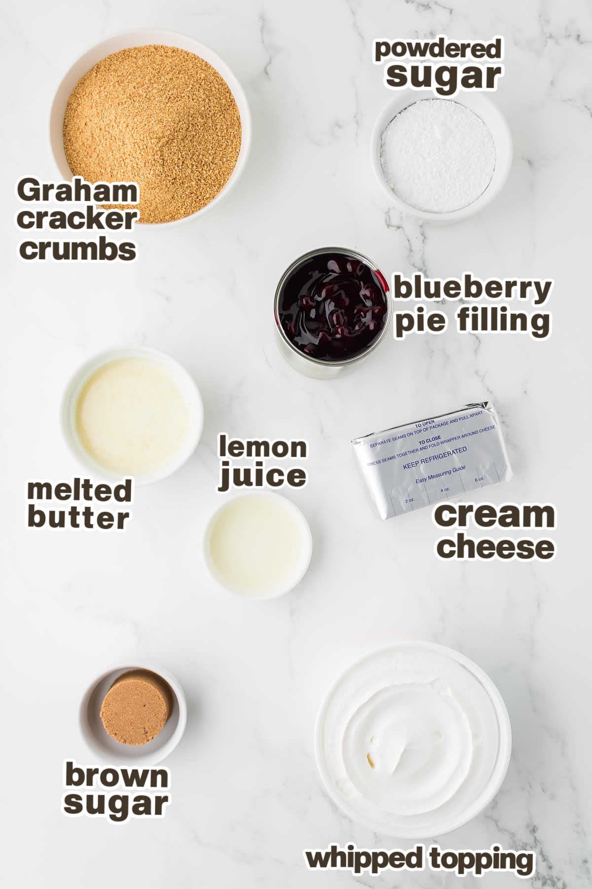 Ingredients needed to make a Blueberry Delight.