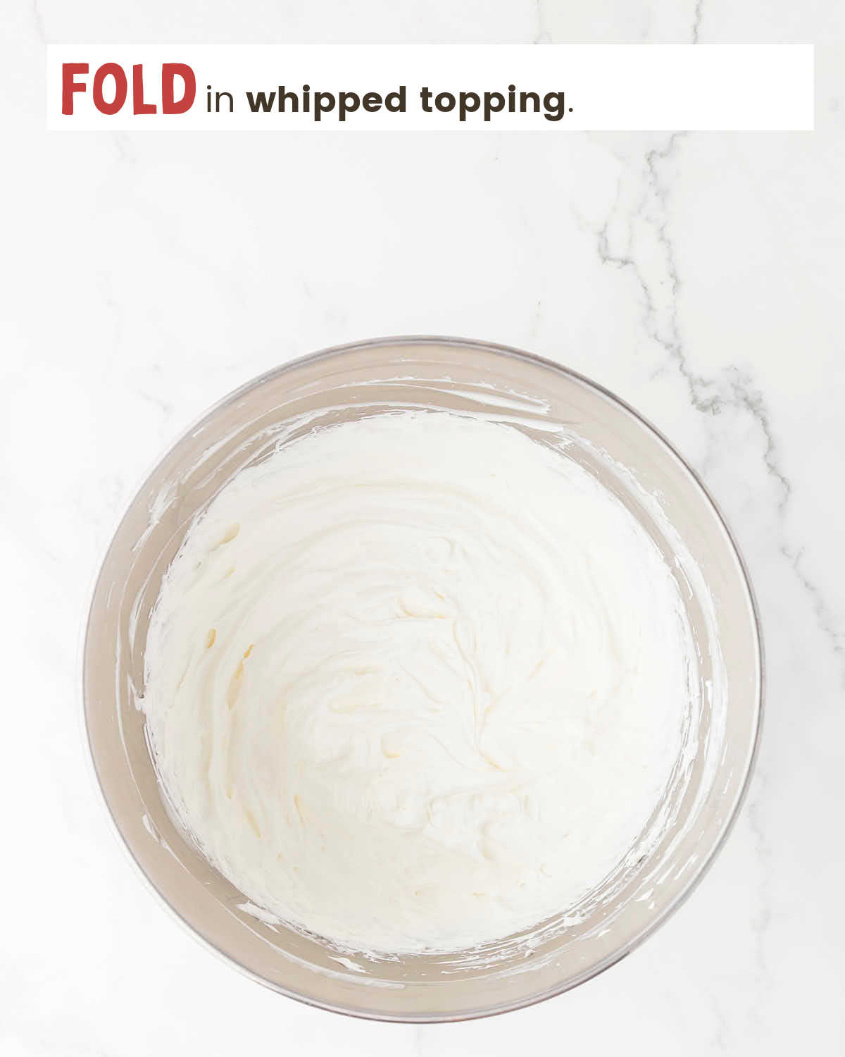 Cream cheese mixture in a mixing bowl.