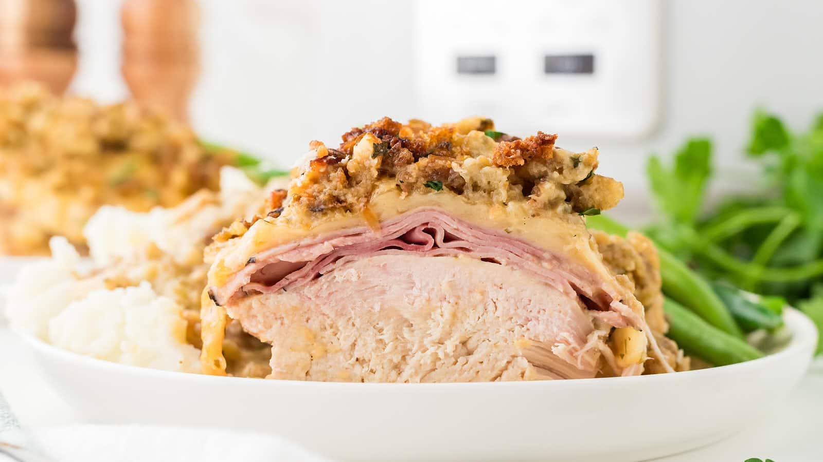 Crock Pot Chicken Cordon Bleu recipe by Cheerful Cook.