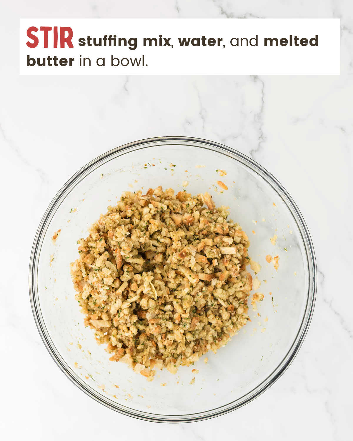 Stuffing mix in a bowl.