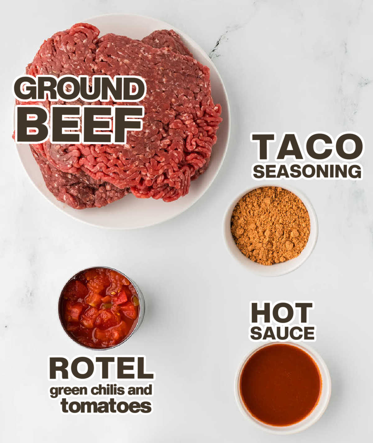 Ingredients needed to make Crockpot Taco Meat. 