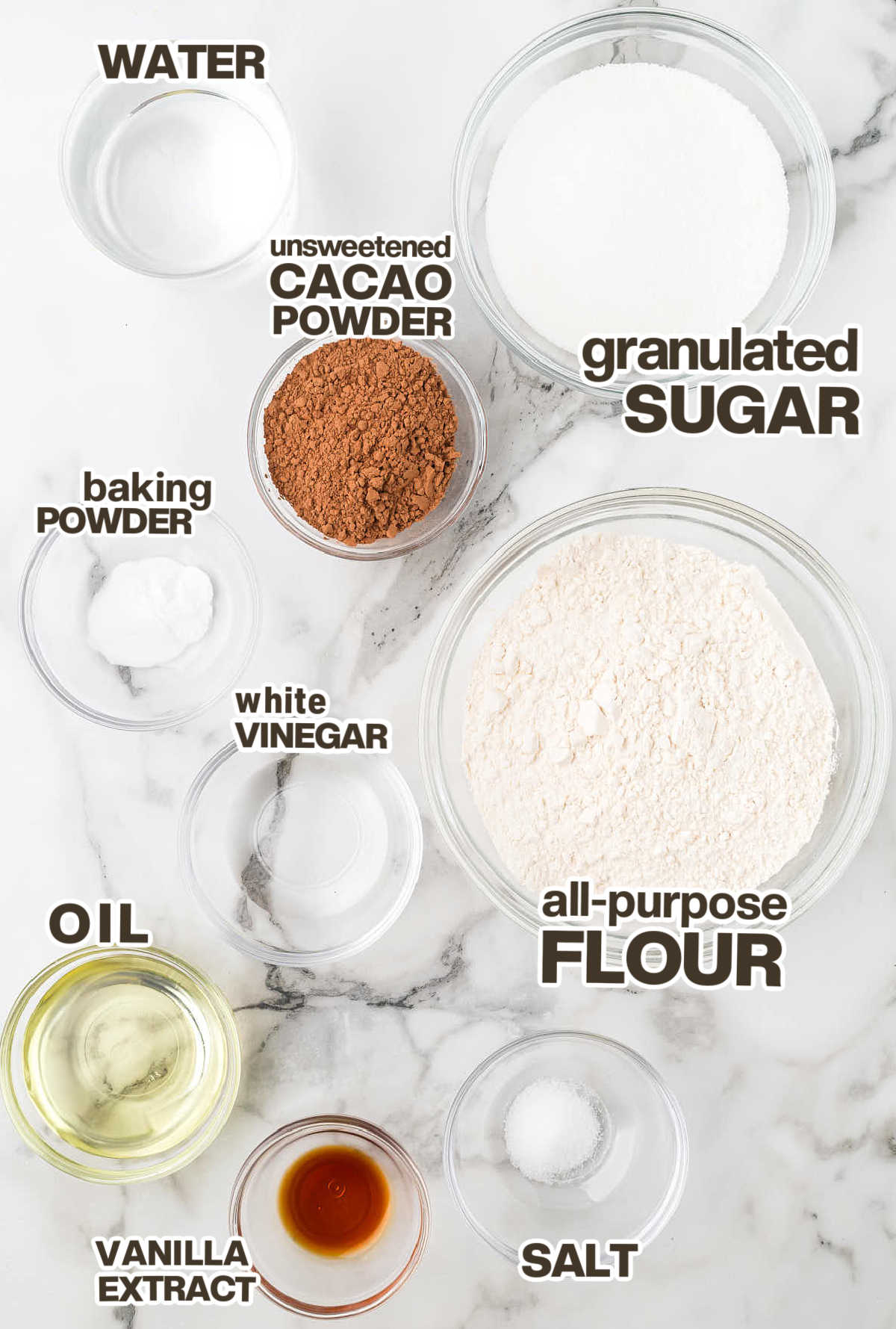 Ingredients needed to make Depression Cake batter.