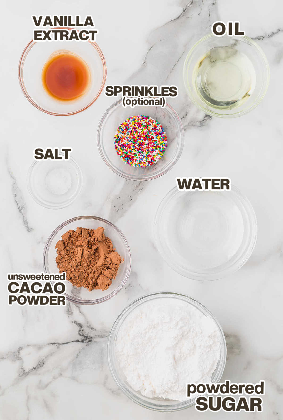 Ingredients needed to make Depression Cake Icing.