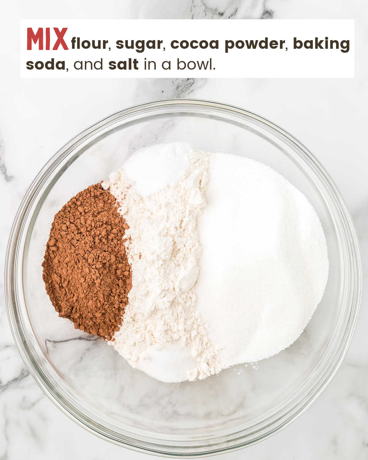 Flour, sugar, baking powder, salt, and salt in bowl.