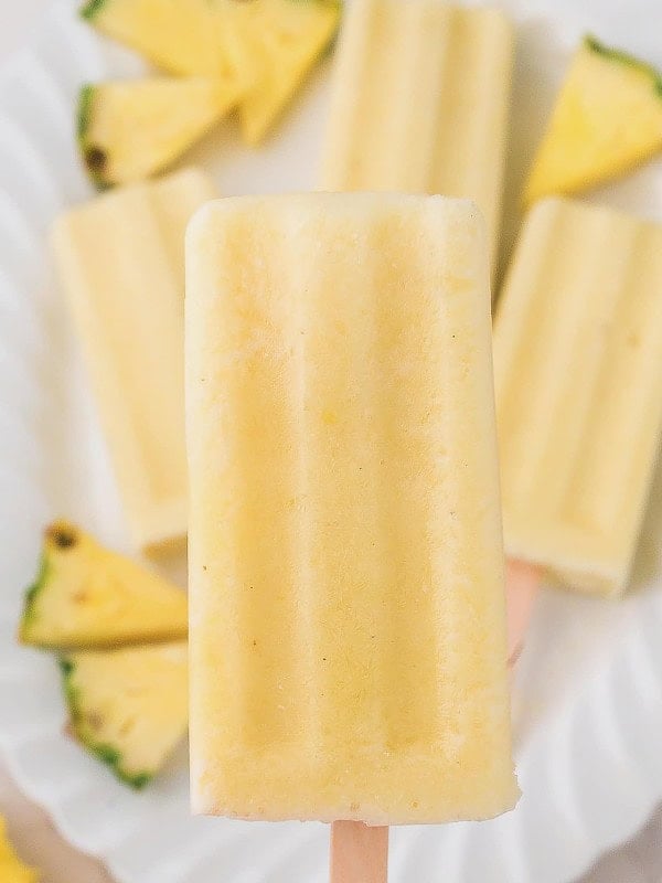 Closeup of a Pineapple Popsicles.