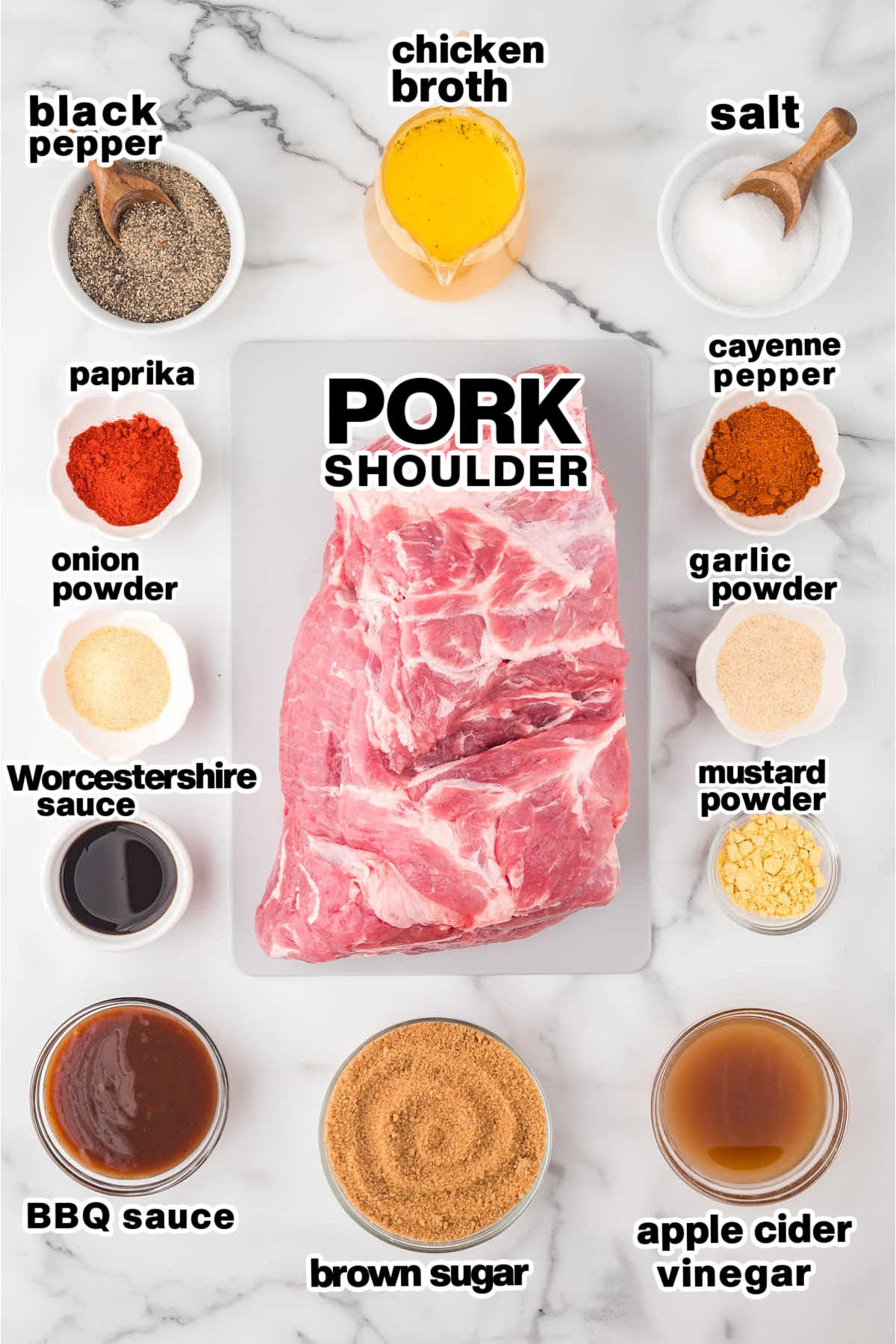 Ingredients needed to make Slow Cooker Pulled Pork.