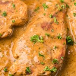 Closeup of Ranch Chicken in a cast iron skillet.