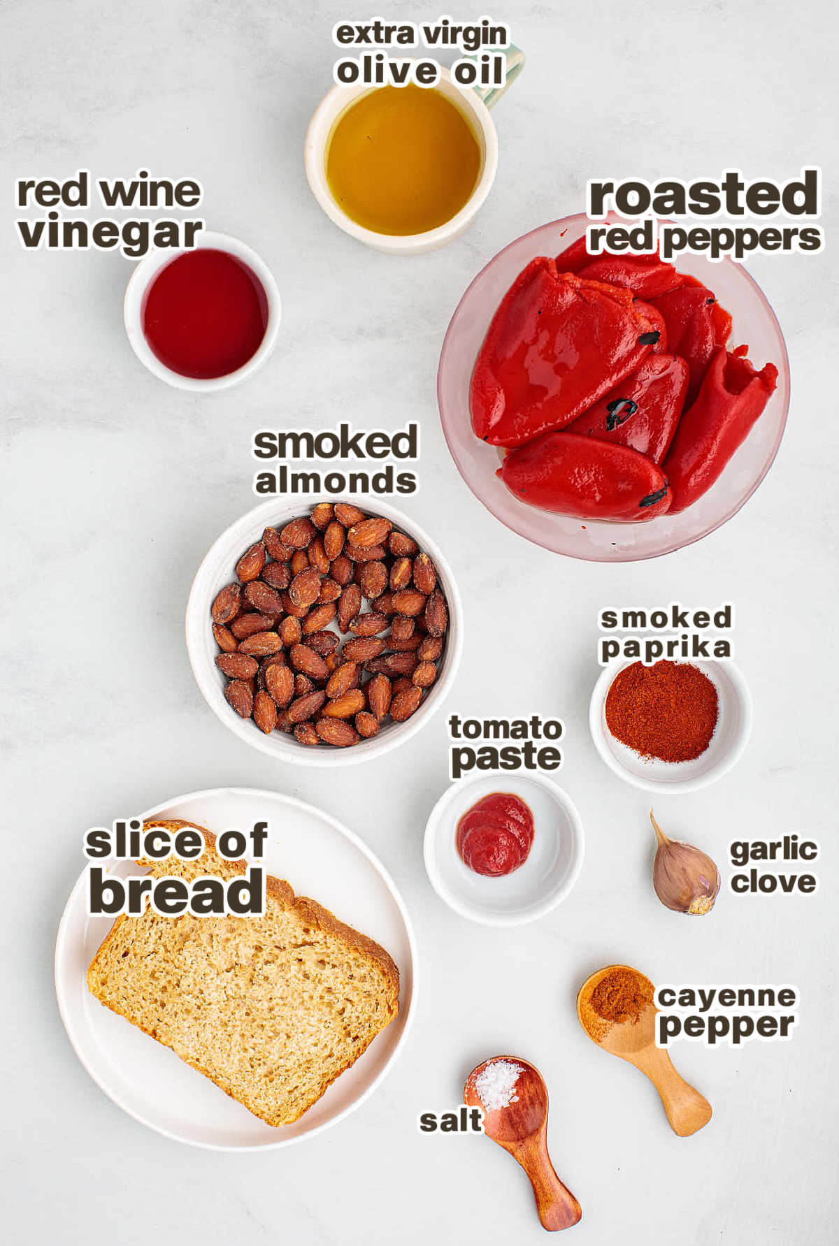 Ingredients needed to make Romesco Sauce.