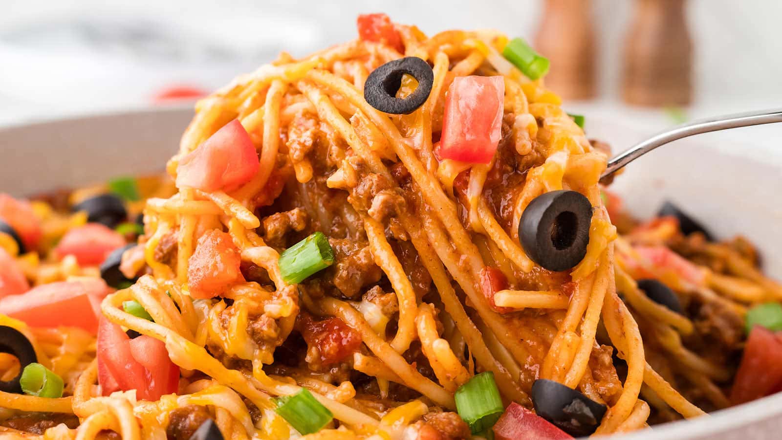Taco Spaghetti recipe by Cheerful Cook.