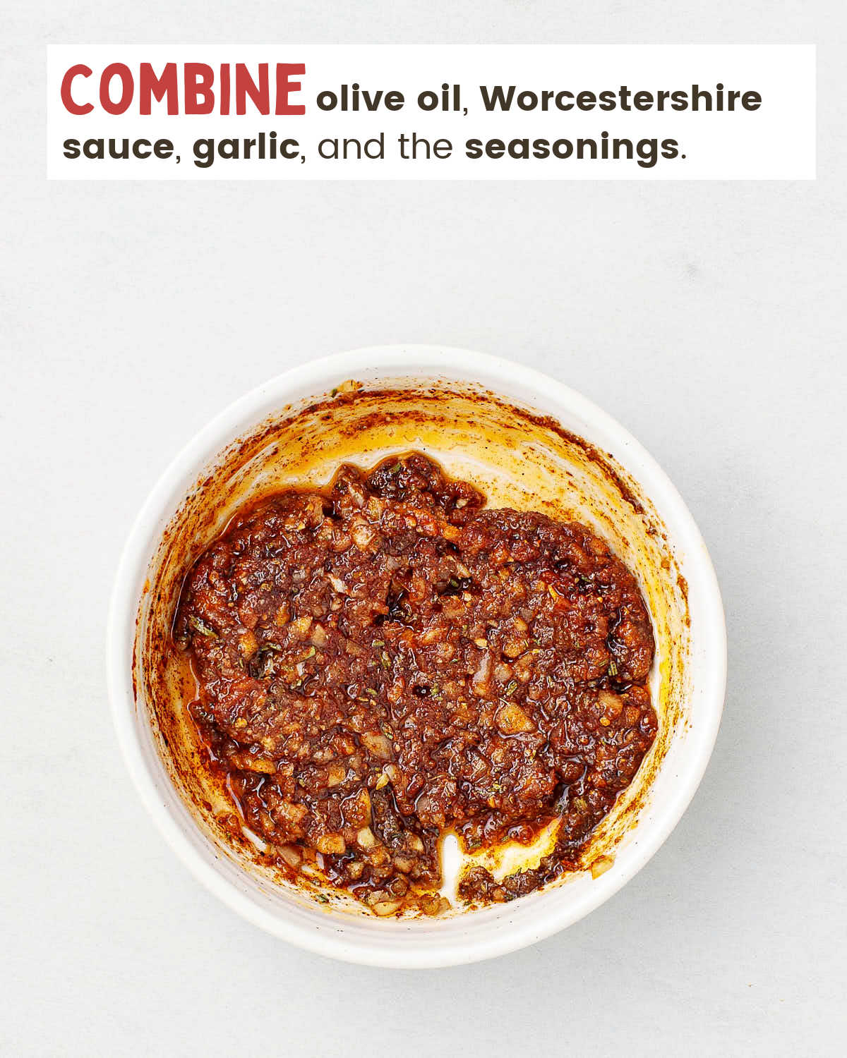 A marinade mixture in a small dish. 
