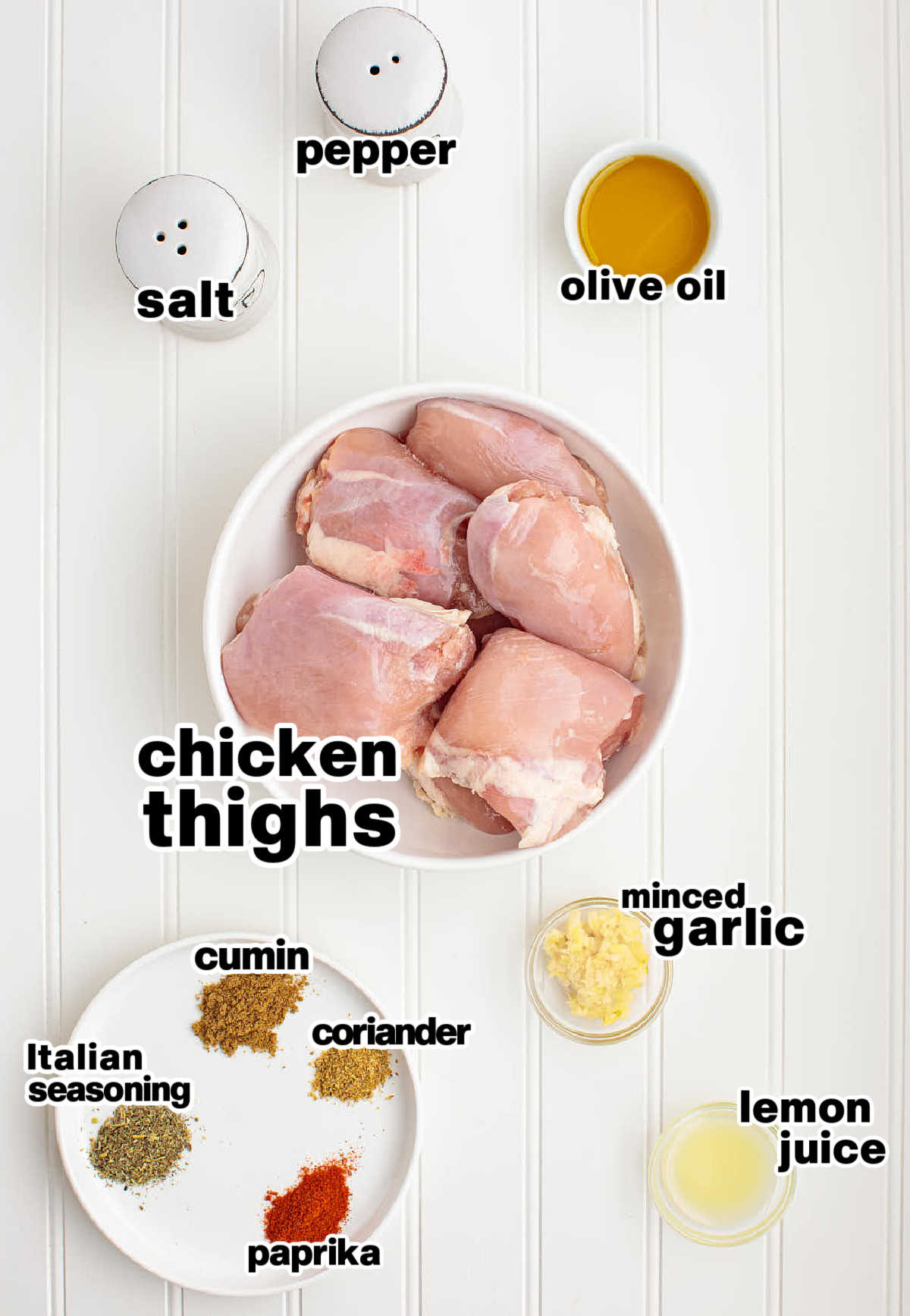Ingredients needed to make Air Fryer Chicken Thighs.