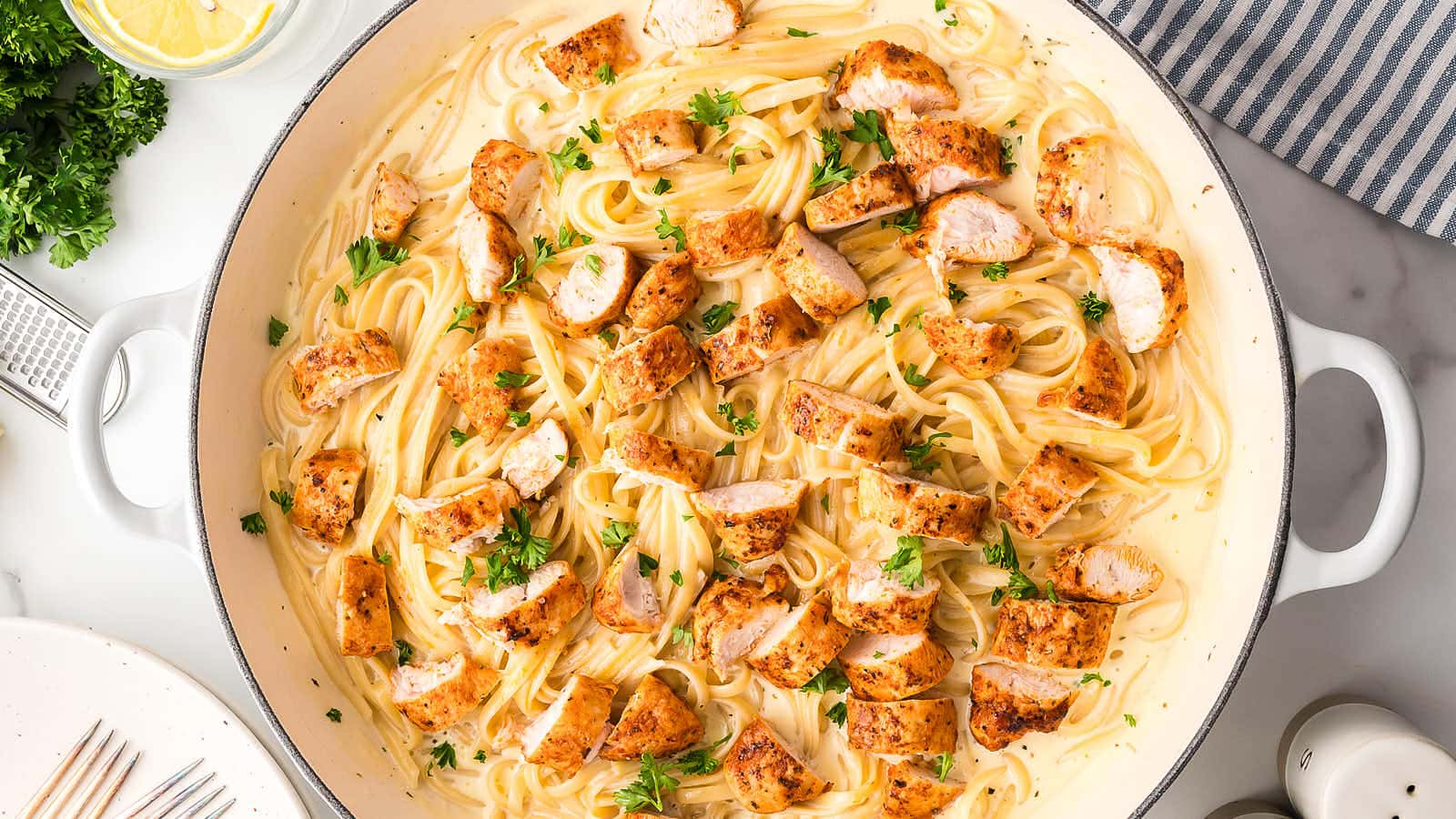 Blackened Chicken Alfredo recipe by Cheerful Cook.