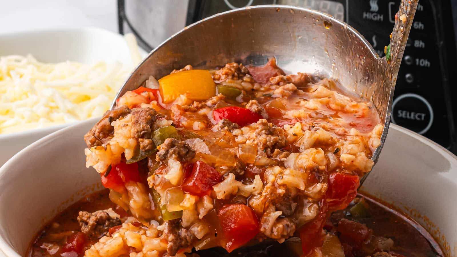 Stuffed Pepper Soup recipe by Cheerful Cook.