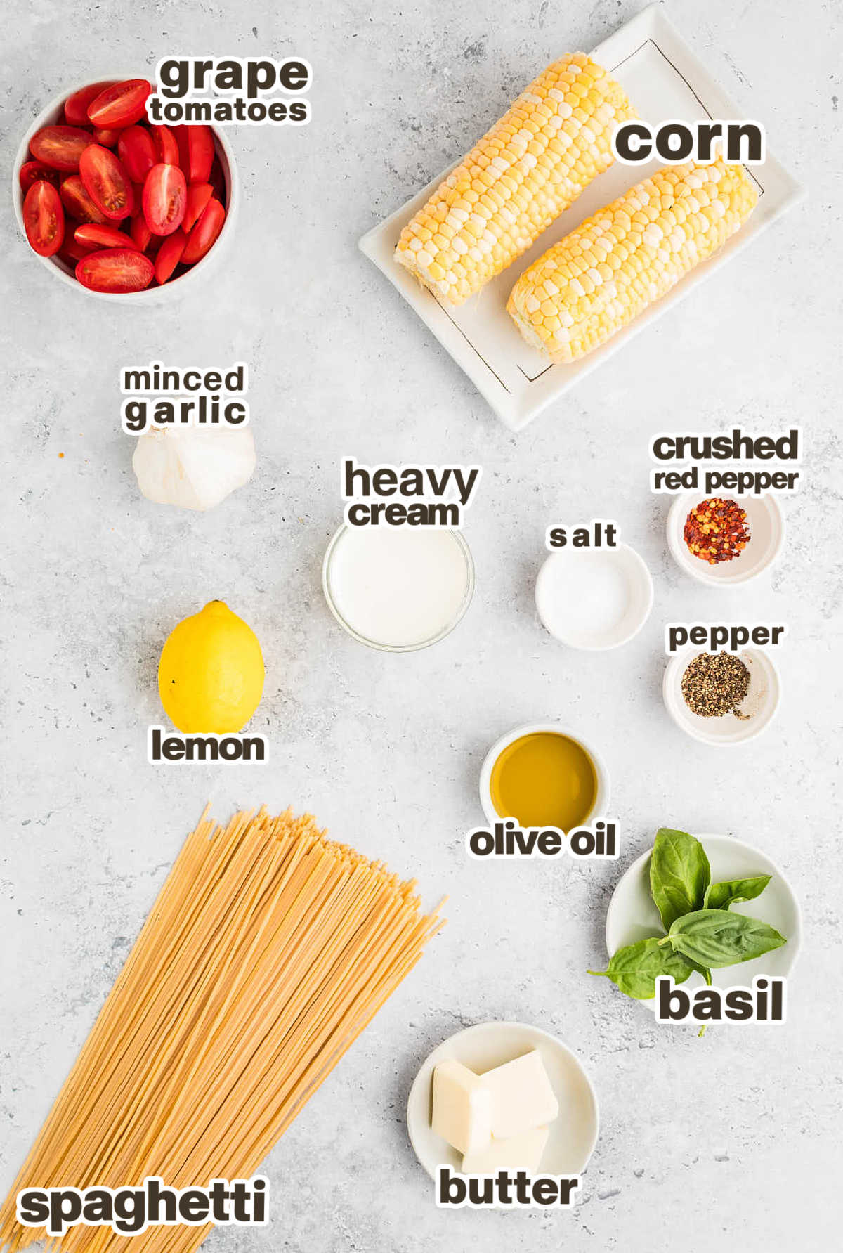 Ingredients needed to make Summer Pasta.