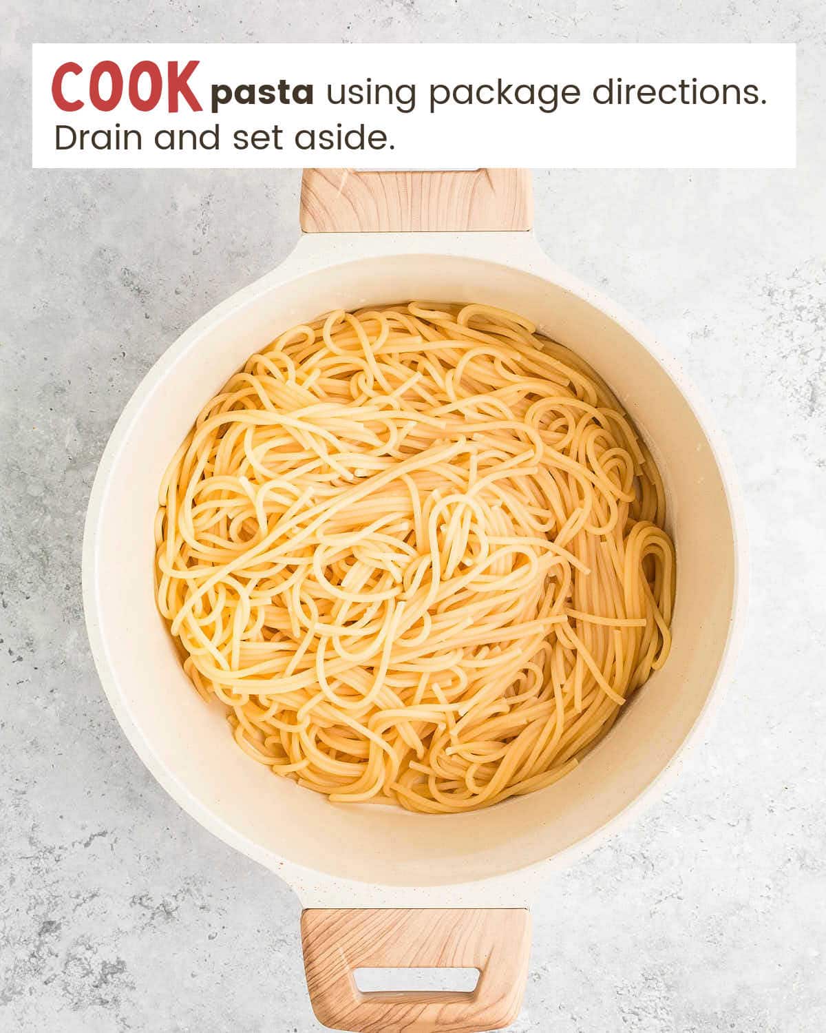 Cooked pasta in a pot. 