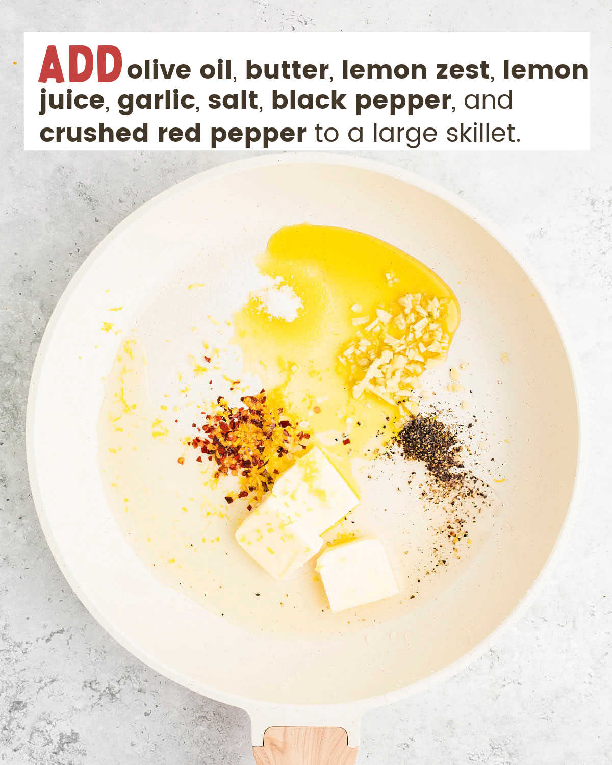 Butter, lemon juice, and spice in a skillet.