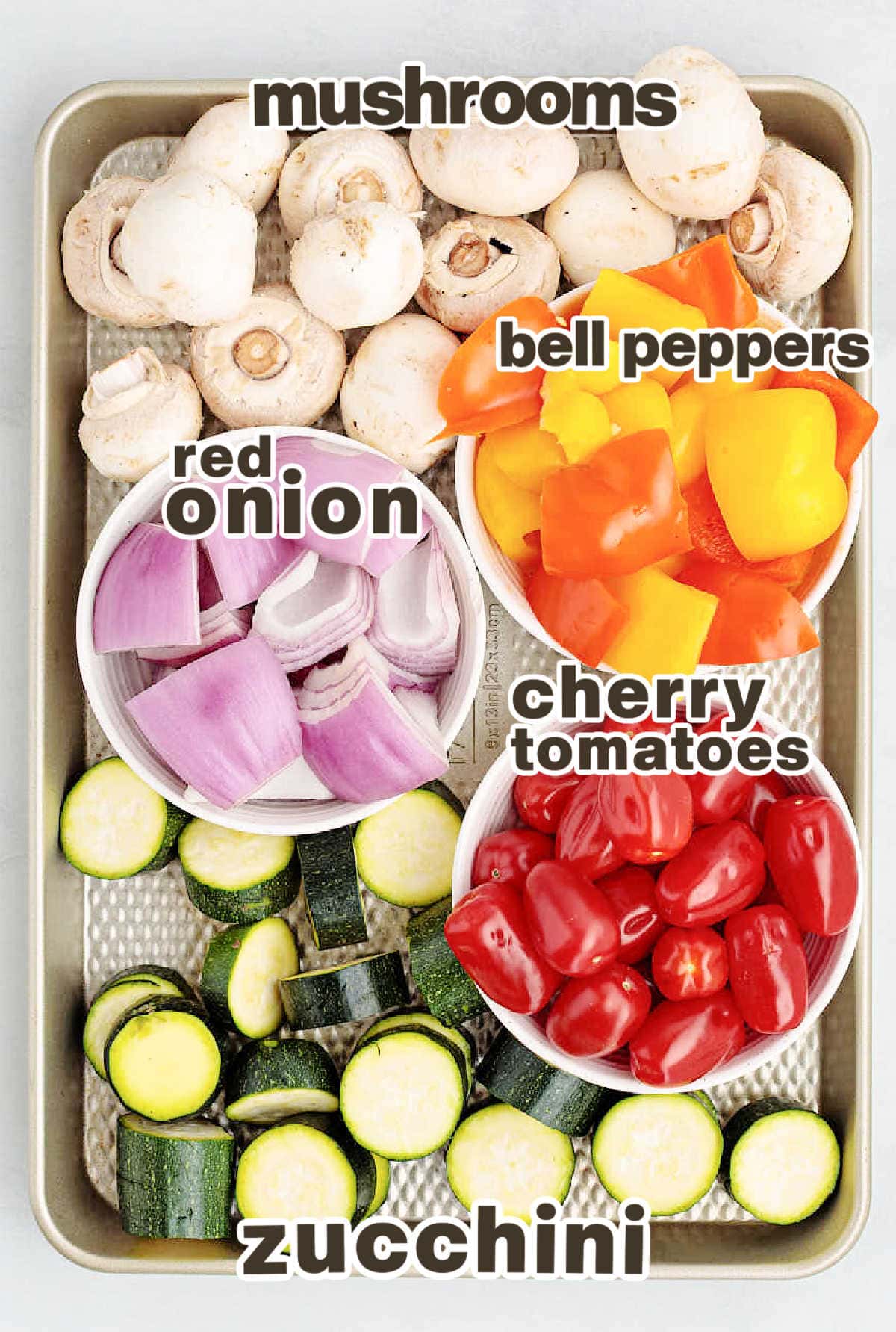 Vegetables needed to make Veggie Kabobs.