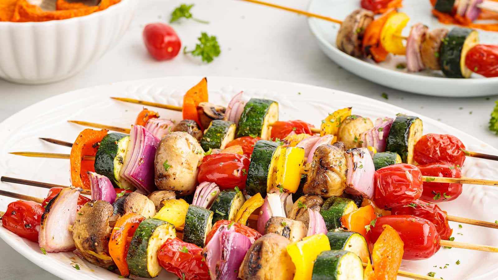 Grilled Veggie Kabobs recipe by Cheerful Cook.