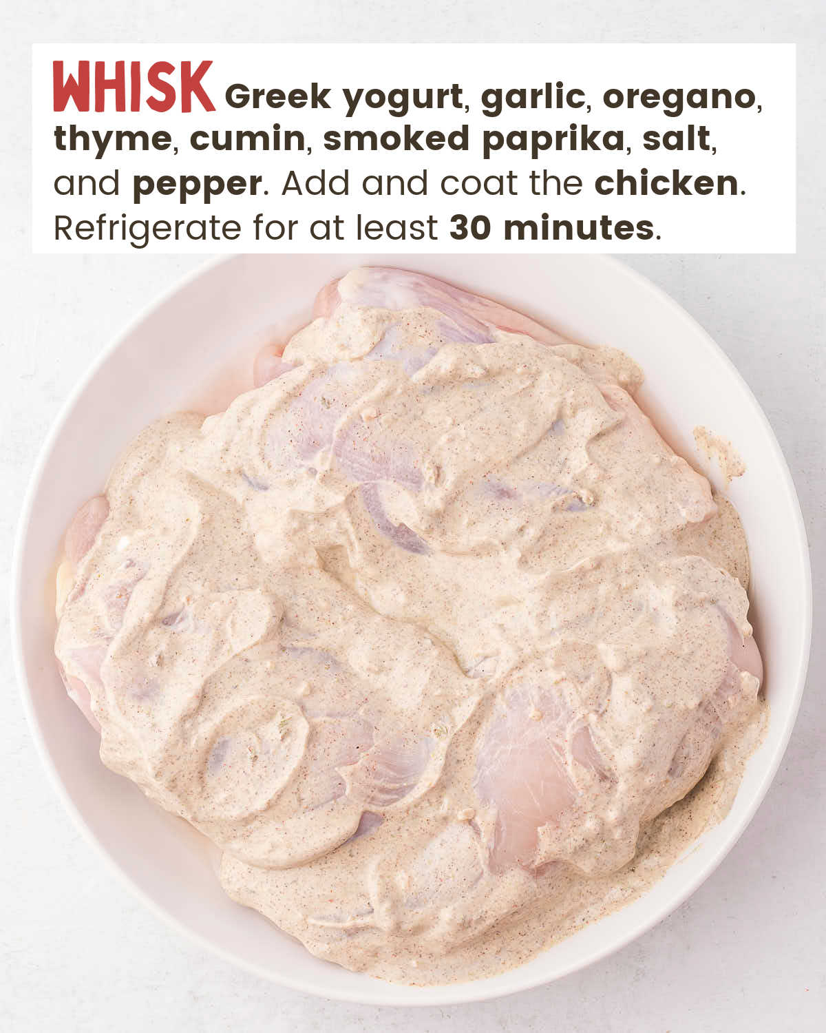 Chicken pieces in a white sauce. 