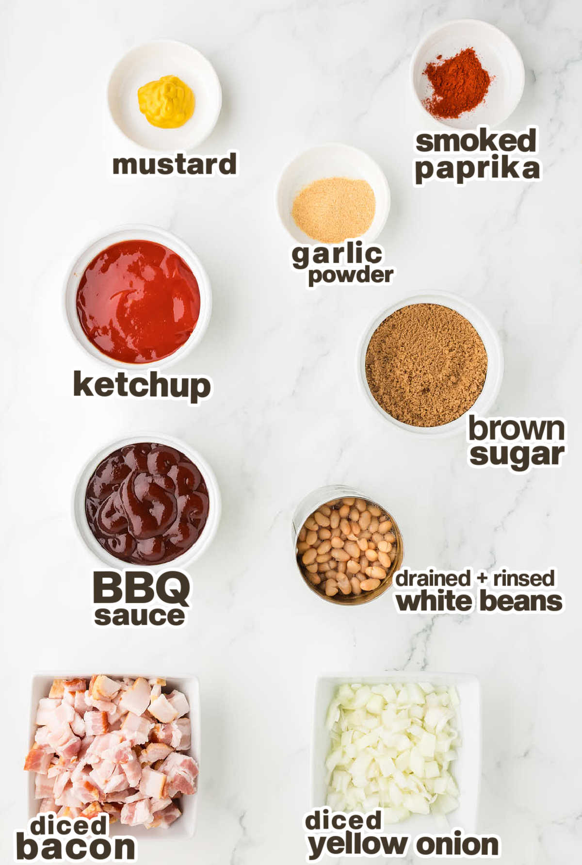 Ingredients needed to make Crock Pot Beans.