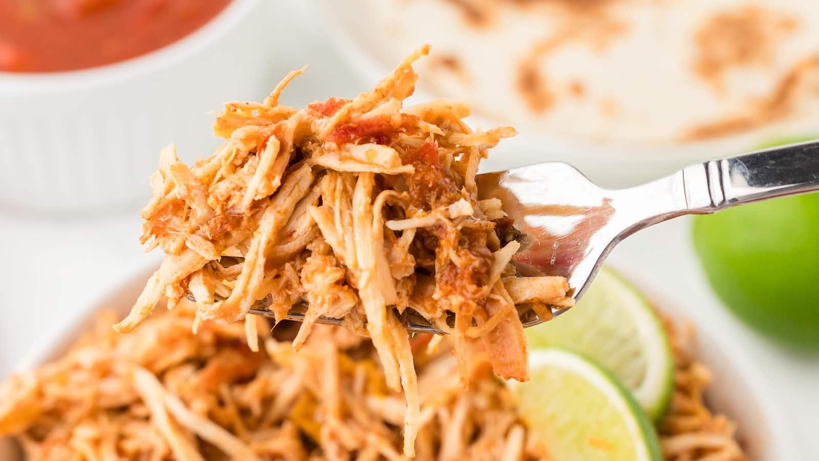 Crock Pot Chicken Salsa recipe by Cheerful Cook.